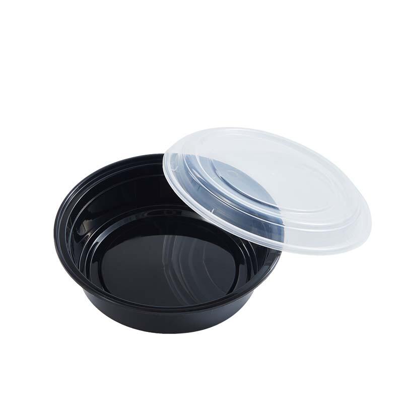 24 oz PPプラスチック マイクロ波対応 円形 黒 使い捨てテイクアウト